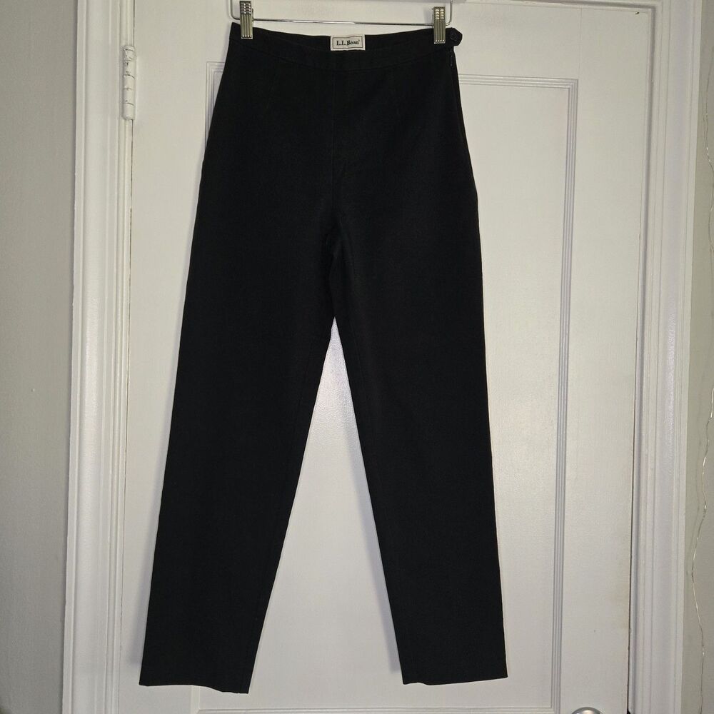 L.L. Bean Womens Black Pleated Dress Pants Classic Fit Work Office Slacks